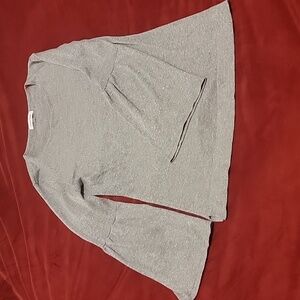 Calvin Klein Bell Sleeves Silver Knit Top